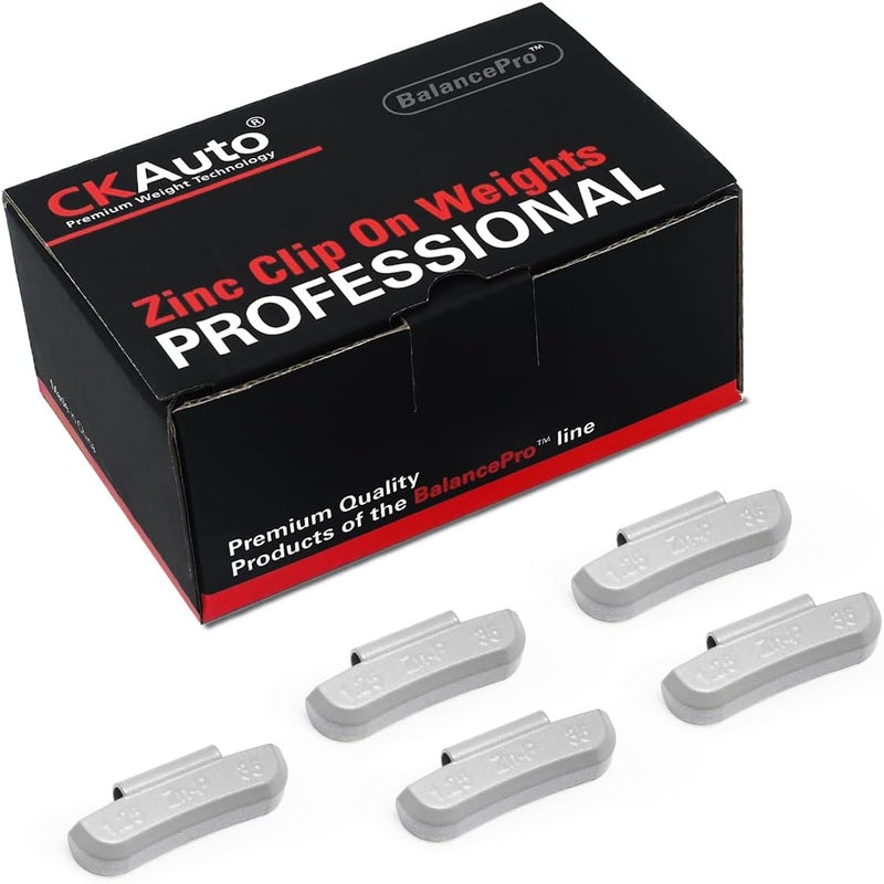 CKAuto P Series Zinc Clip on Wheel Weights 1.25oz, 5/4oz, Coated, 25Pcs/Box Fit for Steel Wheel - Image 1
